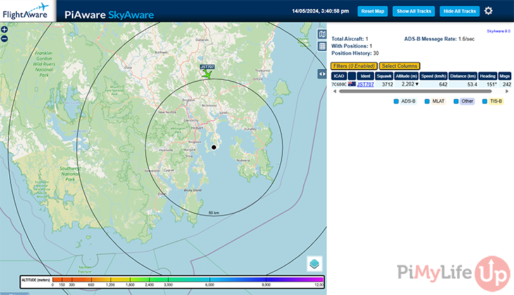 FlightAware Web Interface on the Raspberry Pi