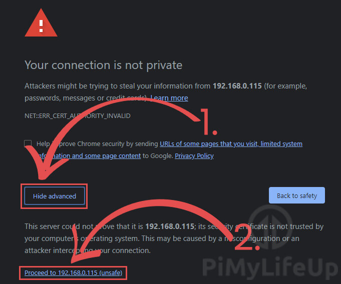 Raspberry Pi Owncloud Server Chrome Security Warning