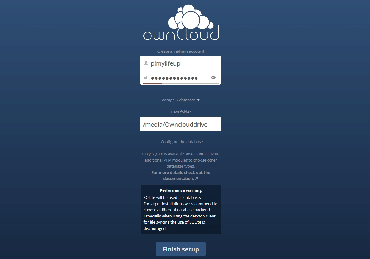 owncloud setup