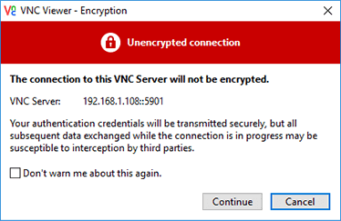 vnc security warning