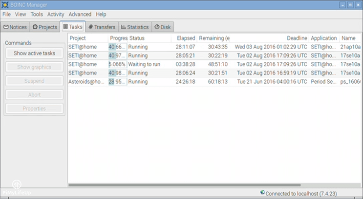 BOINC Tasks Screen