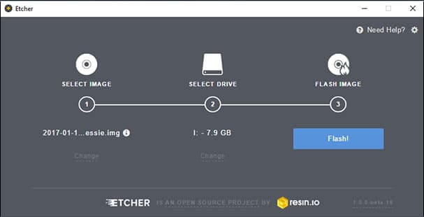 etcher flashing sd card