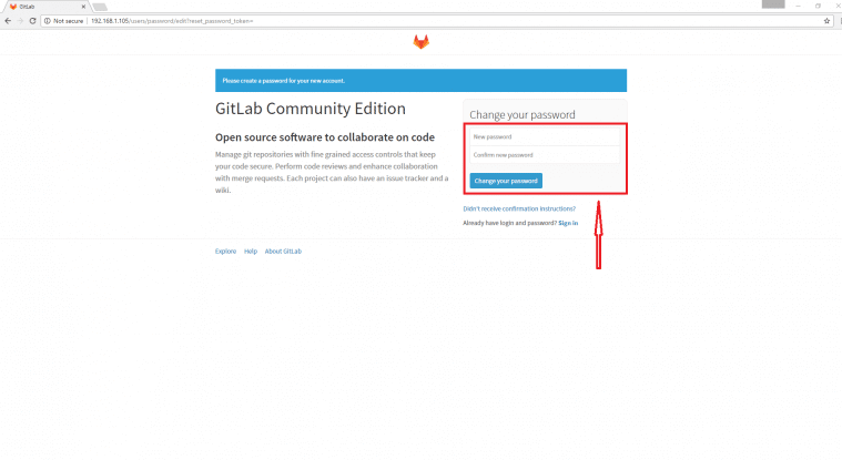 Gitlab first screen