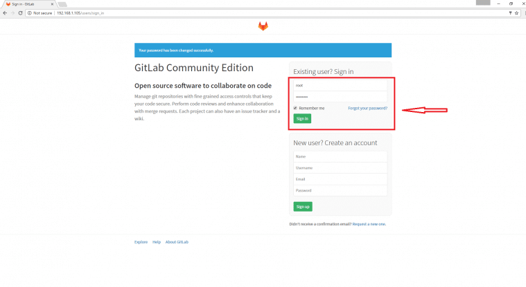 Gitlab Login Screen