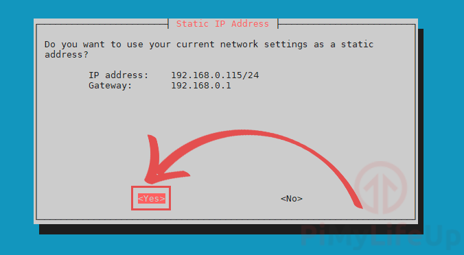 PiVPN erlauben, eine statische IP-Adresse zu setzen