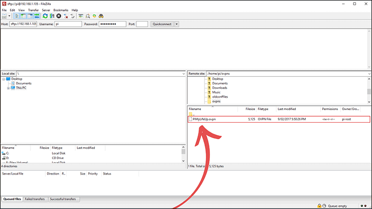 Descarregamento de SFTP ovpns