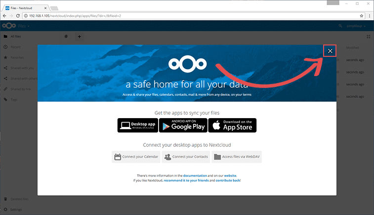 Nextcloud Welcome Screen