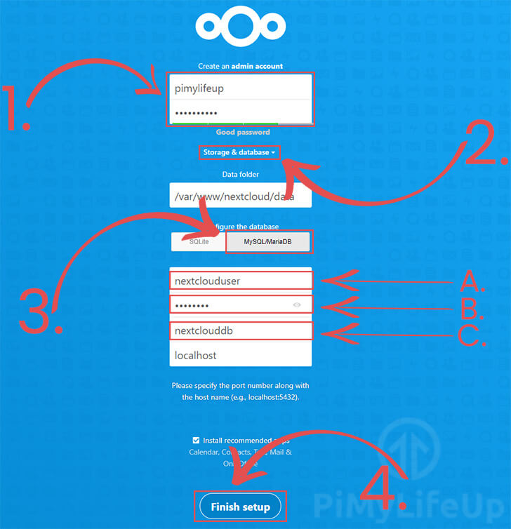 Raspberry Pi Nextcloud Set up Screen