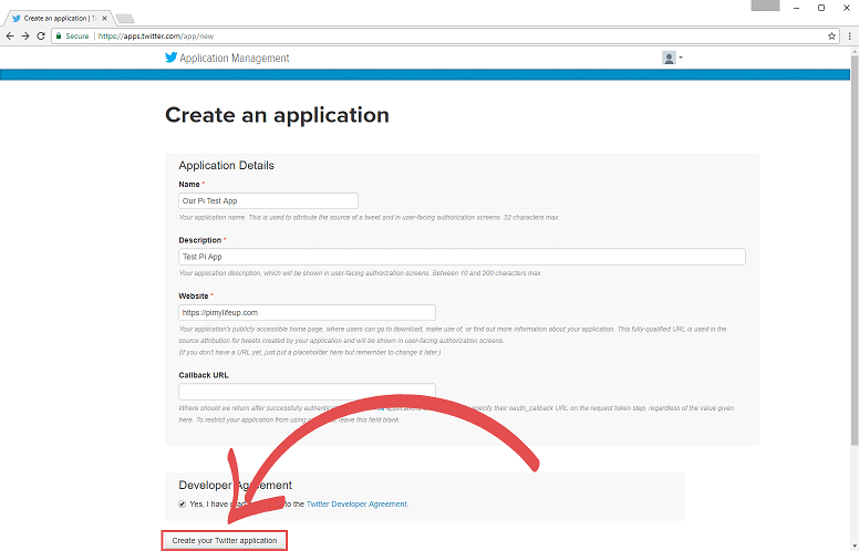 Twitter Bot Create an application
