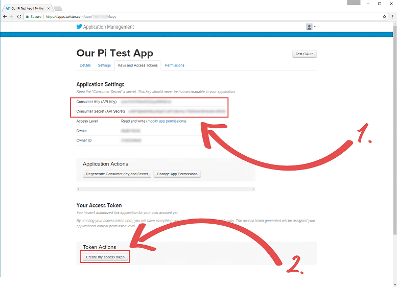 Twitter Keys and Access Token