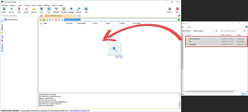 Raspberry Pi Mobaxterm copy files