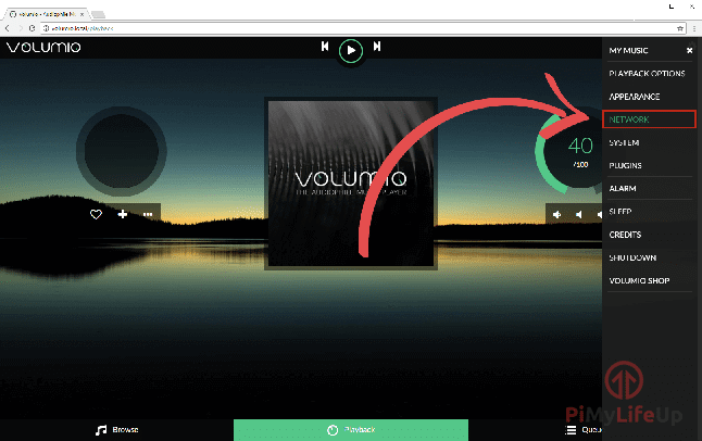 Volumio Raspberry Pi Sidebar Network