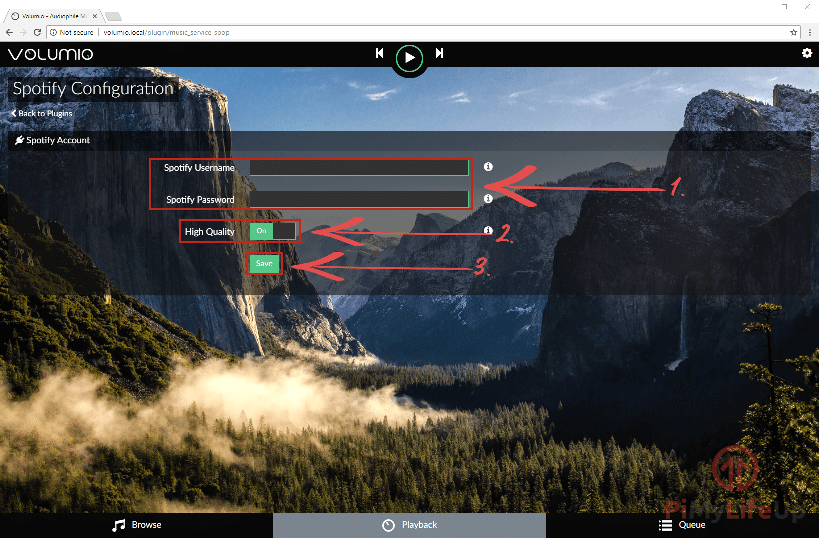  Raspberry Pi Volumio Spotify Settings