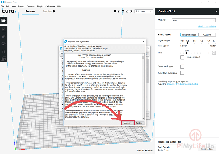 Cura Step 03 Accept Licence Agreement