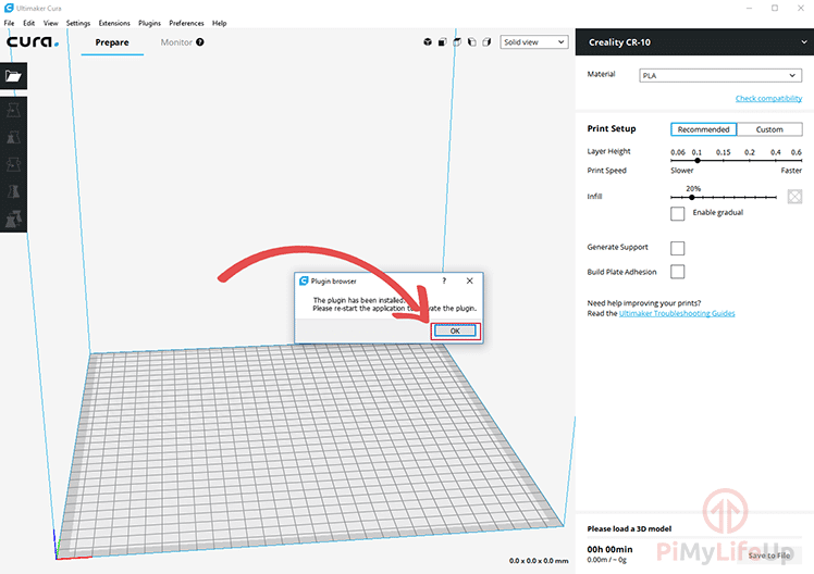 Cura Step 04 Ok and close out