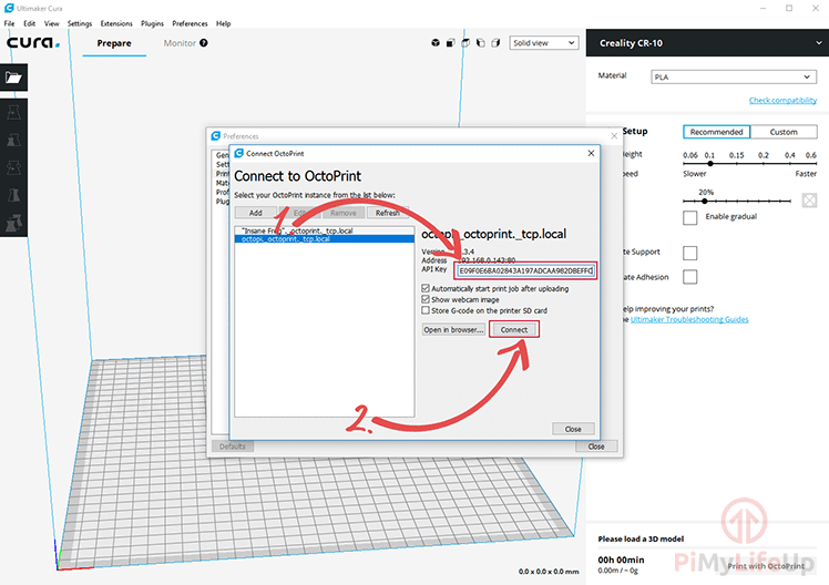 Cura Step 06 Connect to OctoPrint