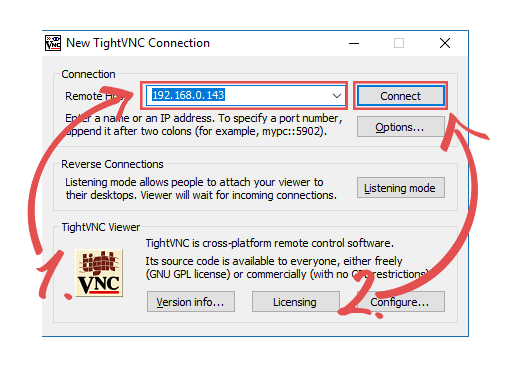 TightVNC Screen Connection