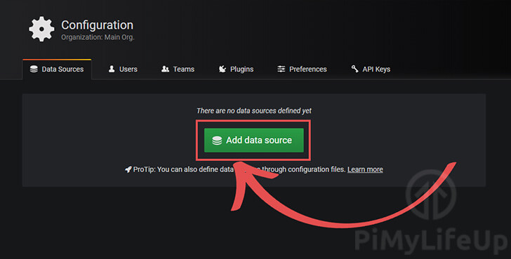 Add Data Source to Grafana Configuration Page