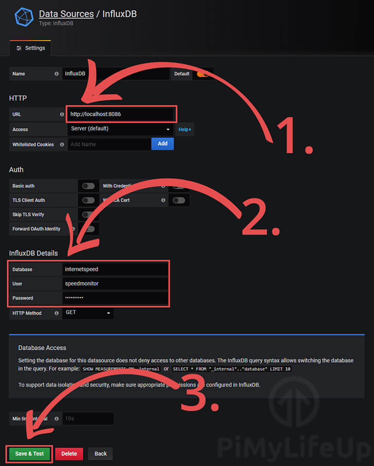 Add InfluxDB Details for Grafana