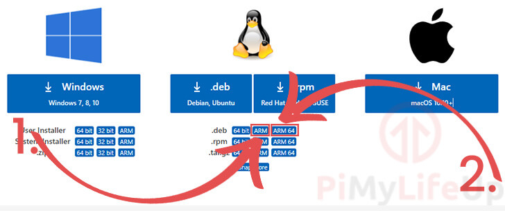 Downloading ARM deb package for Visual Studio Code