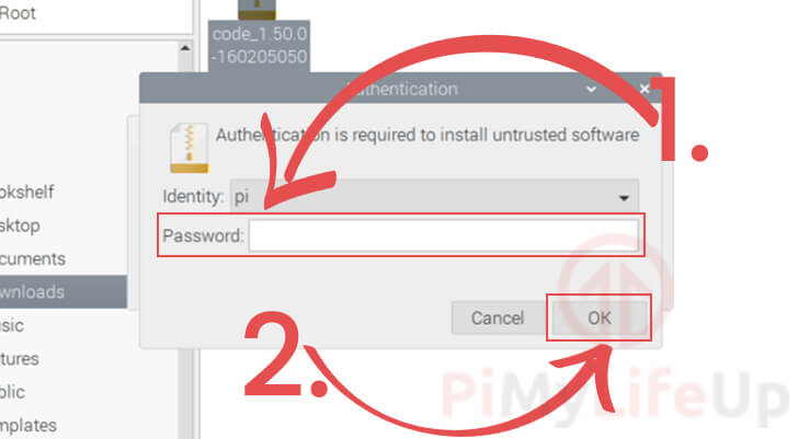 Enter Password to Install VS Code