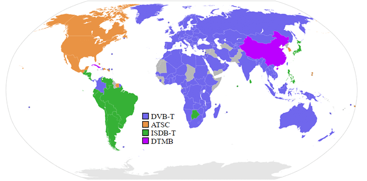 Digital Broadcast Standards Map