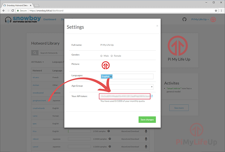 Raspberry Pi Snowboy API Key Step 04 - Get API Key