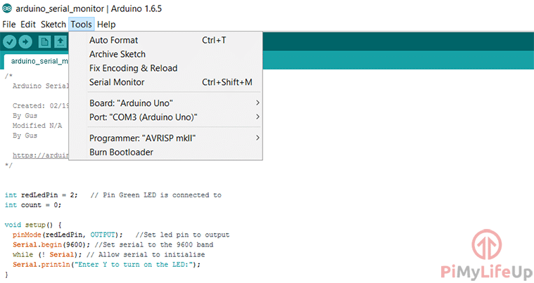 Serial Monitor Menu Location