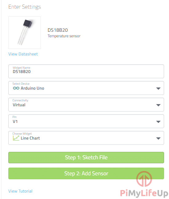 DS18B20 Sensor Settings