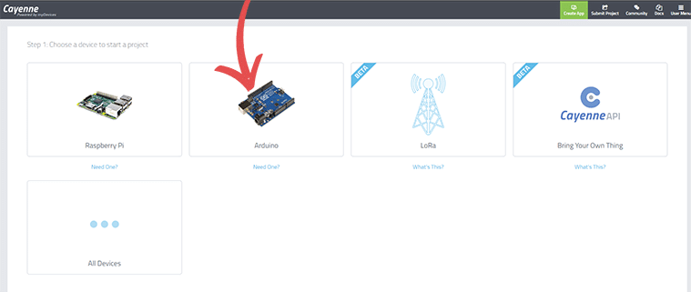 Cayenne Device Selection