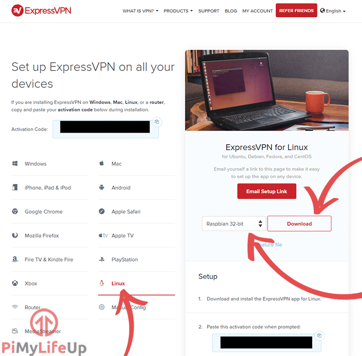 ExpressVPN Select Raspbian 32bit