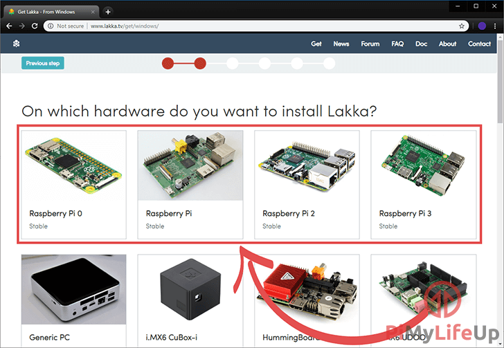 Lakka Download Select Device