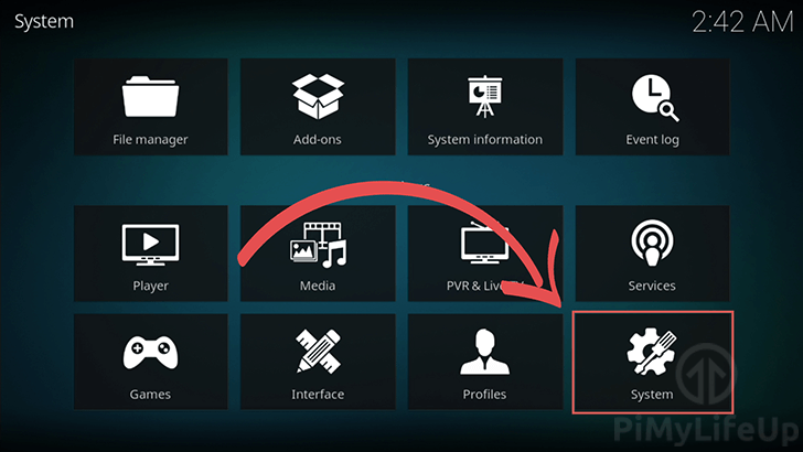 Go to Kodi System Settings