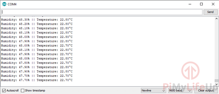  Arduino DHT22 Serial Monitor Results