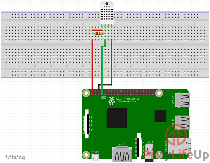 Raspberry Pi Humidity Sensor DHT22 Wiring Schematic