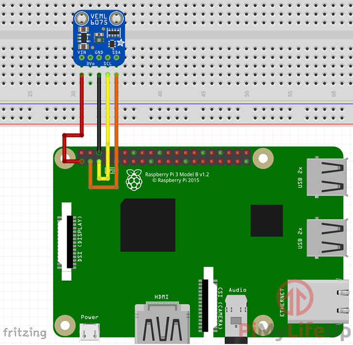 Raspberry Pi VEML6075 UV Sensor Wiring Schematic