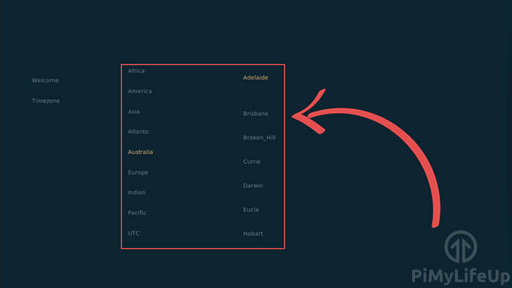 Kodi OSMC Setup Select Timezone