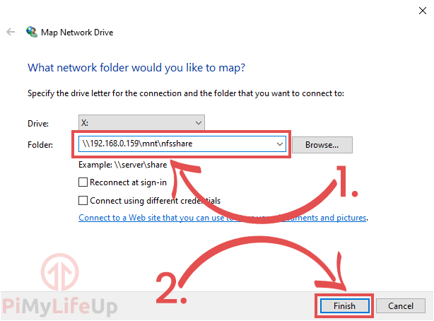 Windows Map Network Drive NFS Details