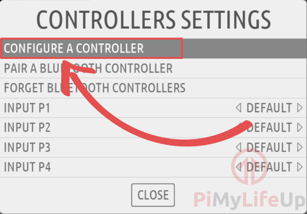 RecalBox Controller Settings Menu