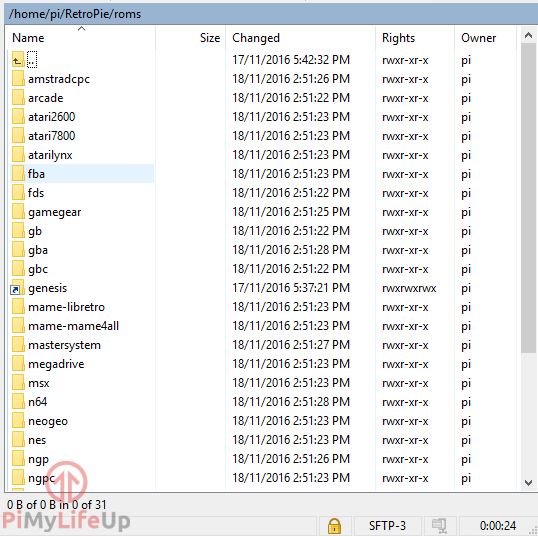 WinSCP ROM folder list