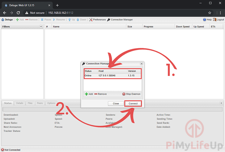 deluge torrent default username