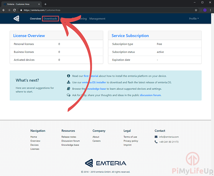 Emteria OS Download Menu