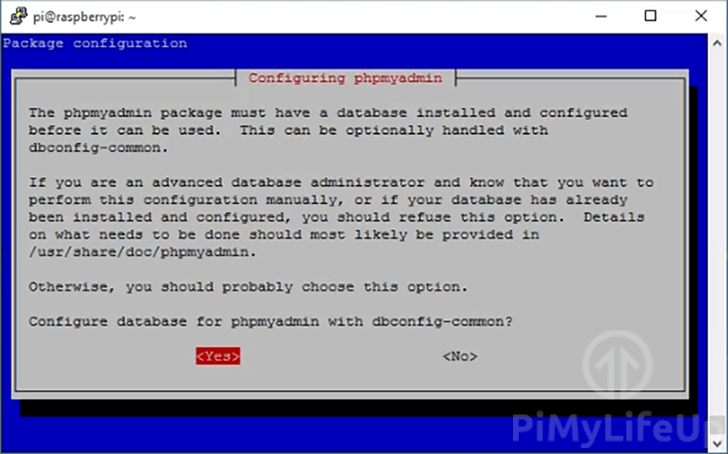 Raspbian PHPMyAdmin setup