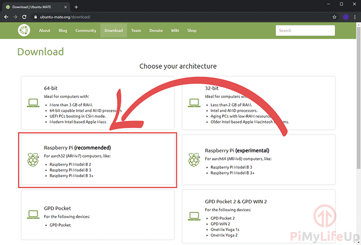 Ubuntu Mate Website Download Page