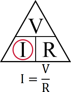 Ohms Law Triangle Example for Current