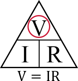 Ohms Law Triangle Example for Voltage