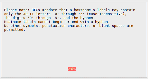 Hostname naming warning