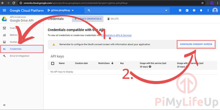 Google API Configure Consent Screen