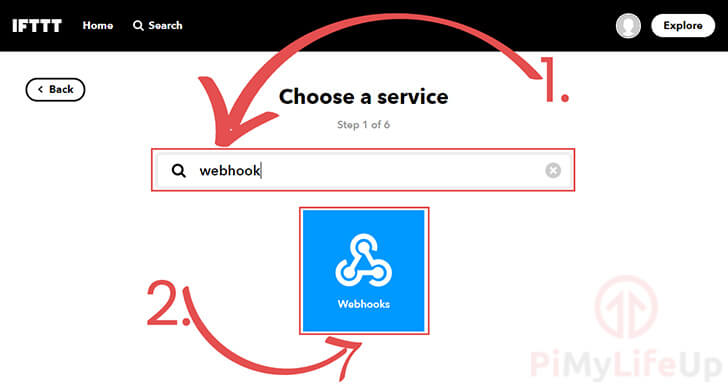 Choose Webhook service