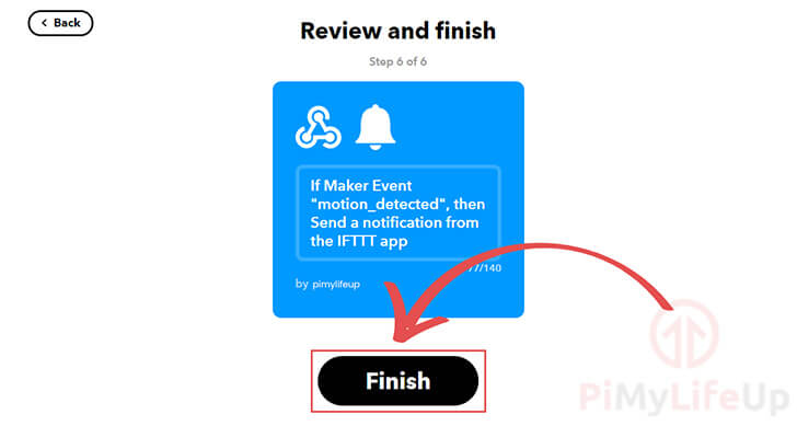 Review and Finish IFTTT action